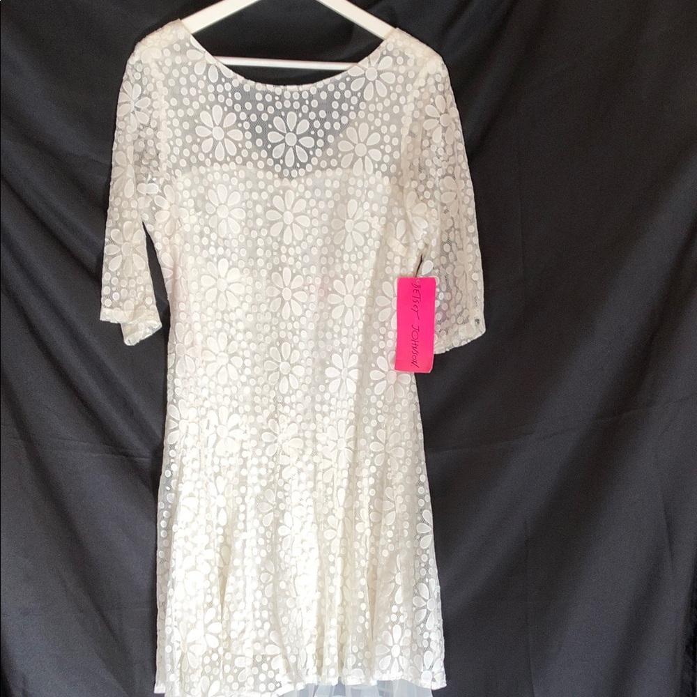 Betsey Johnson White Floral Midi Dress